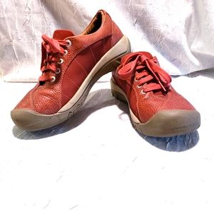 Keen Presidio Red Leather Walking Hiking Sneakers Shoes